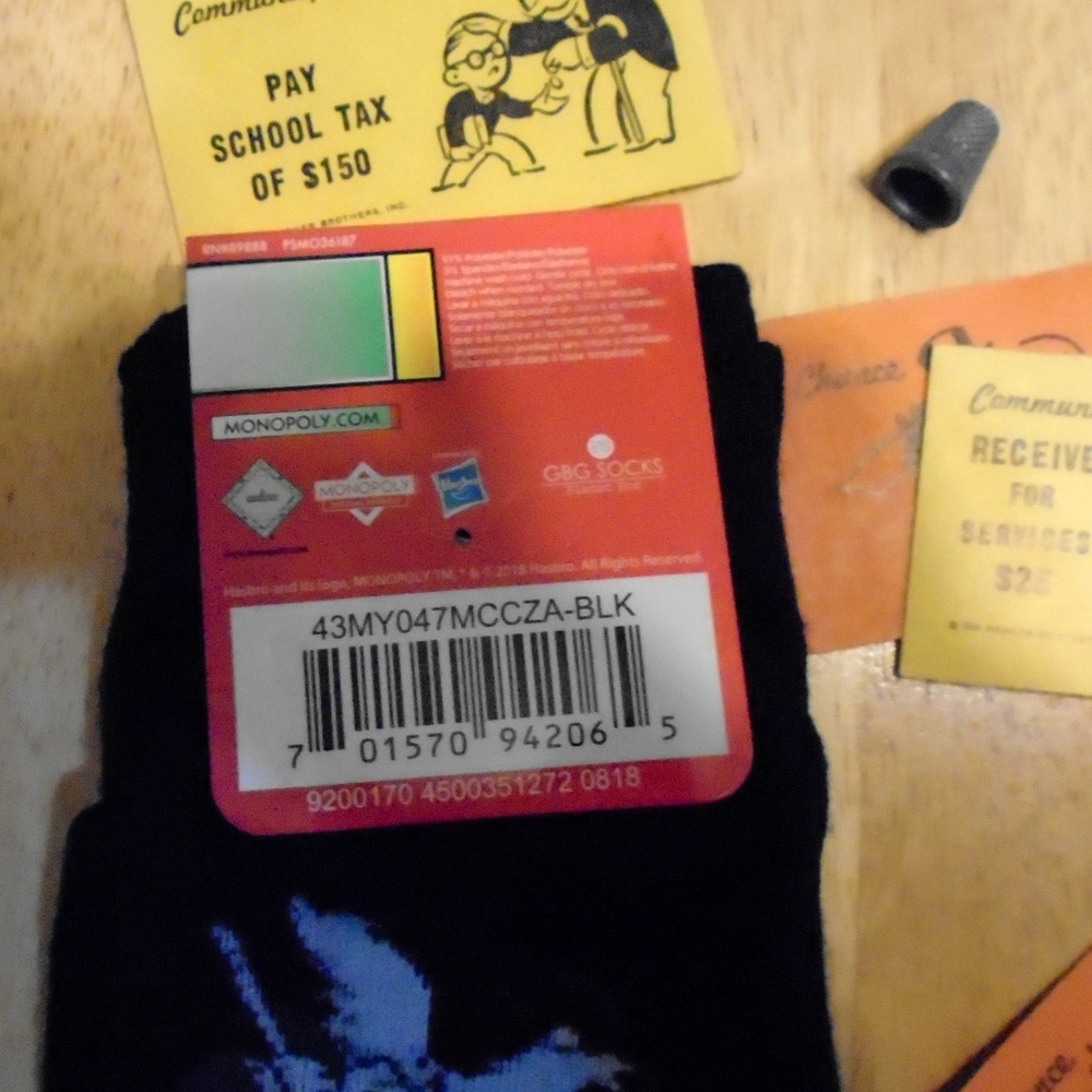 Monopoly Socks Men's Crew - Uncle Pennybags NEW - Picture 7 of 8